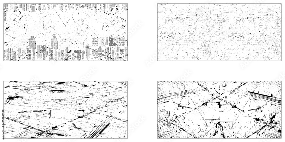 Fototapeta premium Paint grunge texture bundle. Vector set of grunge overlay textures. 