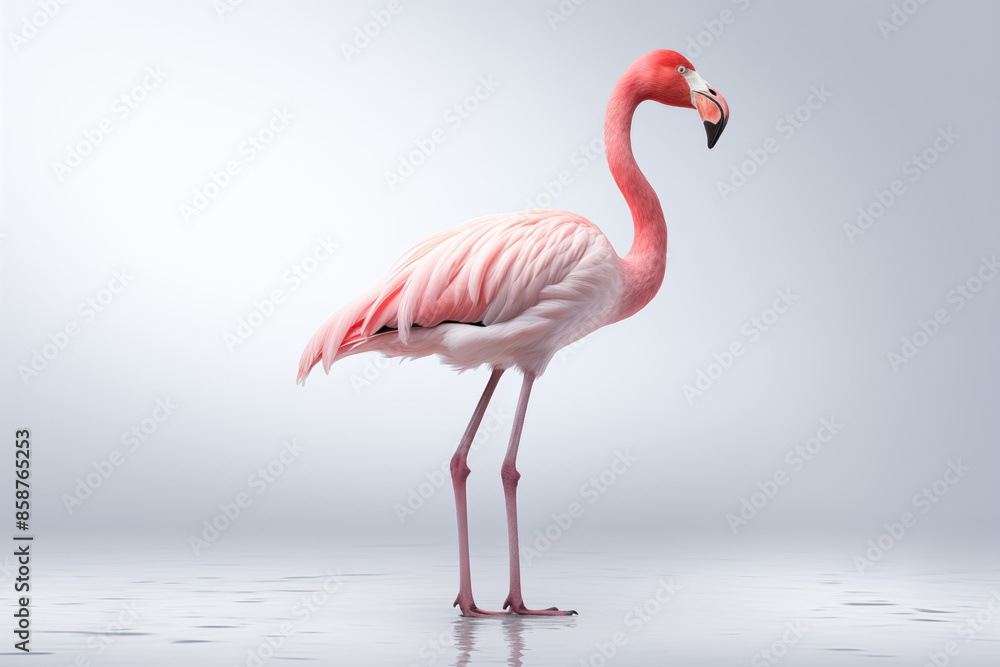 Fototapeta premium a Flamingo standing on an isolated background