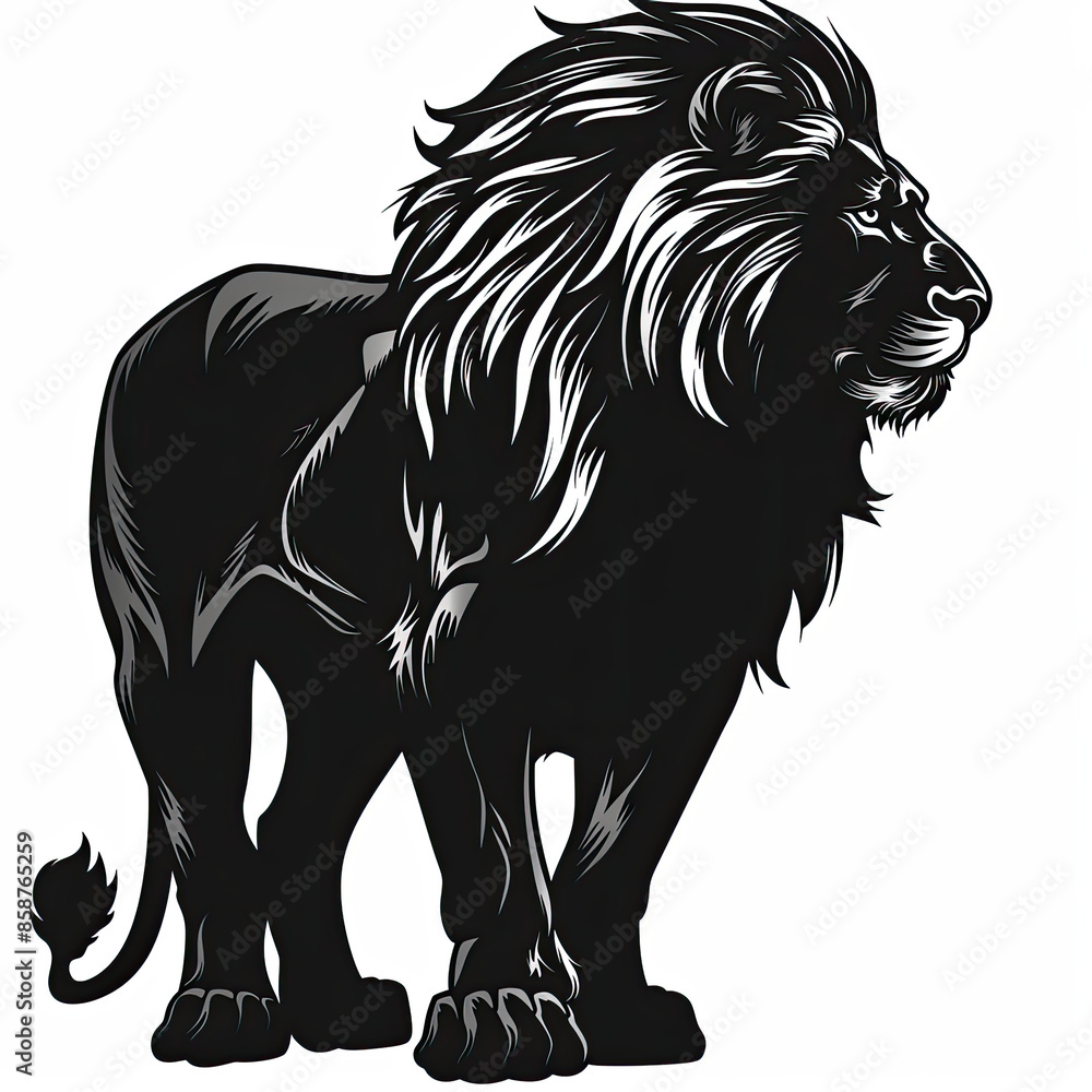 Obraz premium A black and white drawing of a lion