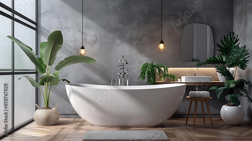 Modern bathroom design featuring sleek fixtures and minimalist decor. © ShutterStockpile