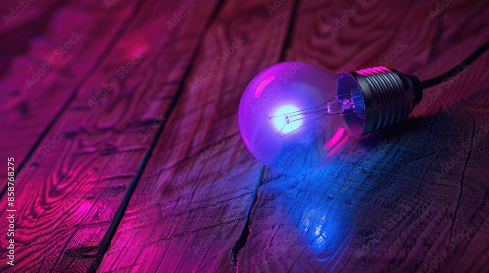 Blacklight bulb on wood surface Blacklight bulb on wood surface
