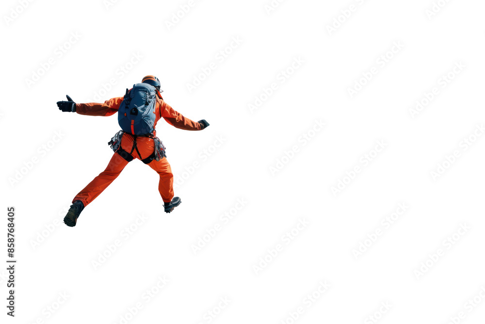 A person in a wingsuit skydiving against a white background, showcasing an extreme sport and adventure activity. A person in a wingsuit skydiving against a white background, showcasing an extreme sport and adventure activity.