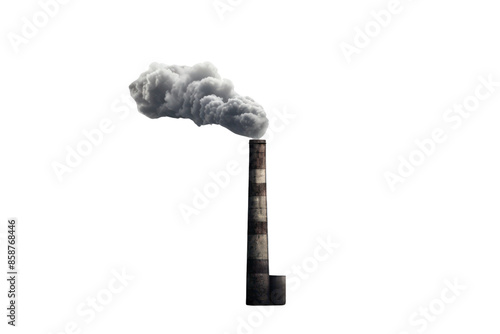 Industrial chimney emitting thick smoke into the air, symbolizing pollution and environmental impact on our planet.