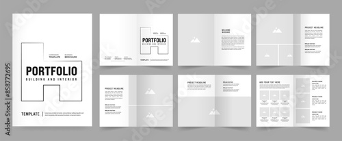 Architects Portfolio Booklet template, Black and White Portfolio Layout