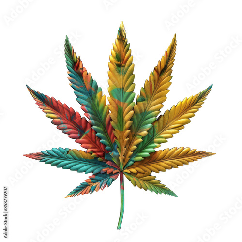 3d Rastafarian cannabis leaf isolated on the white background photo