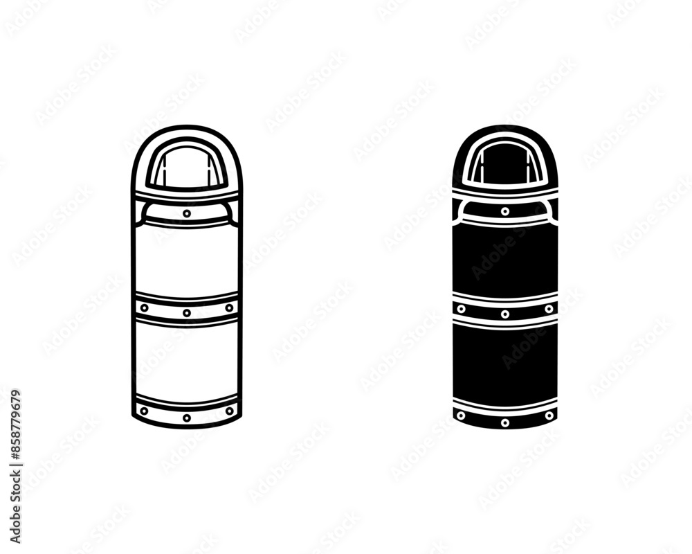 trash can line art and glyphs vector icon isolated on white background trash can line art and glyphs vector icon isolated on white background