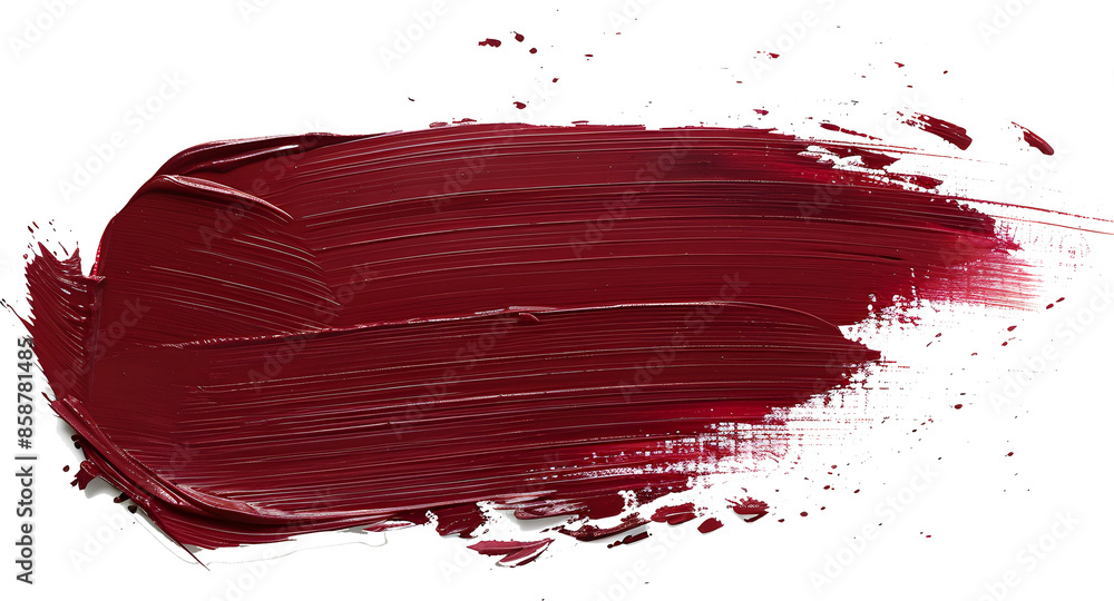 Isolated stroke of deep burgundy paint on an all-white background. The brushstrokes transparent Isolated stroke of deep burgundy paint on an all-white background. The brushstrokes transparent