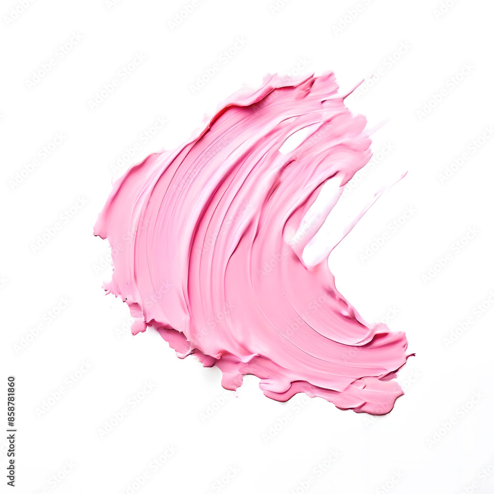 Pink paint stroke isolated on white background. Generative AI Pink paint stroke isolated on white background. Generative AI
