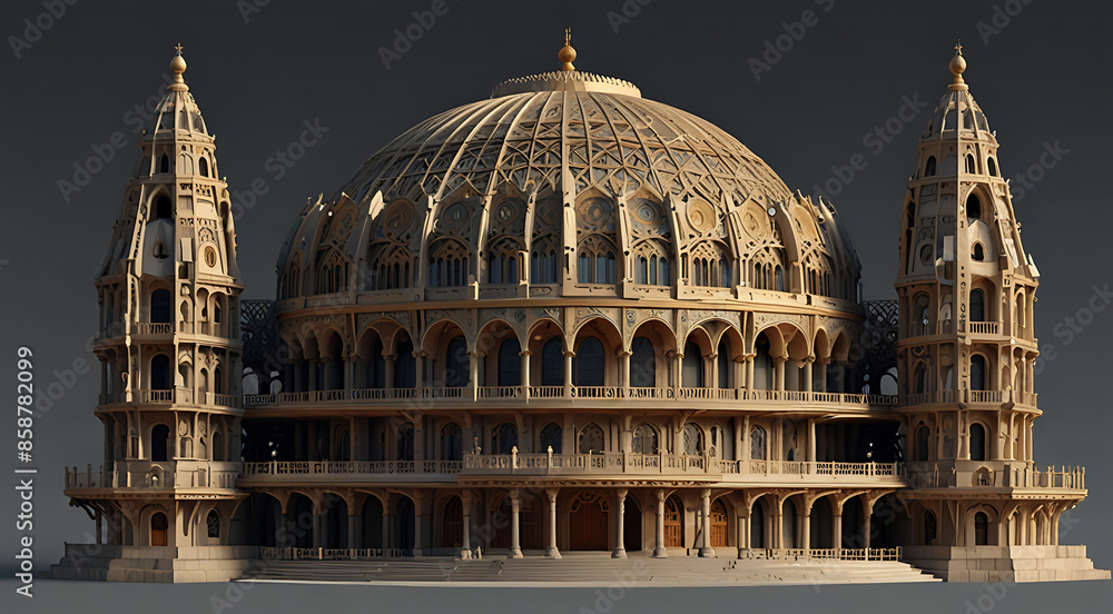 Fototapeta premium Detailed illustrations of architectural marvels from around the world, emphasizing their unique designs and historical significance