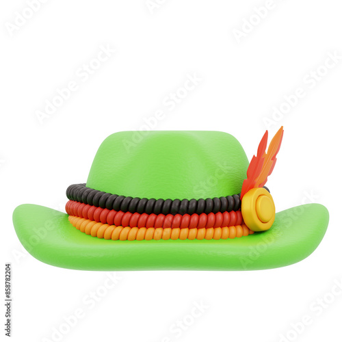 3D illustration of an Oktoberfest hat ornament 