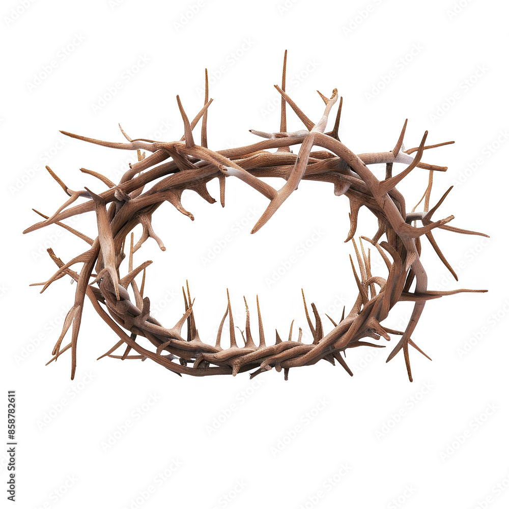 Fototapeta premium 3d Christian crown of thorns isolated on the white background.