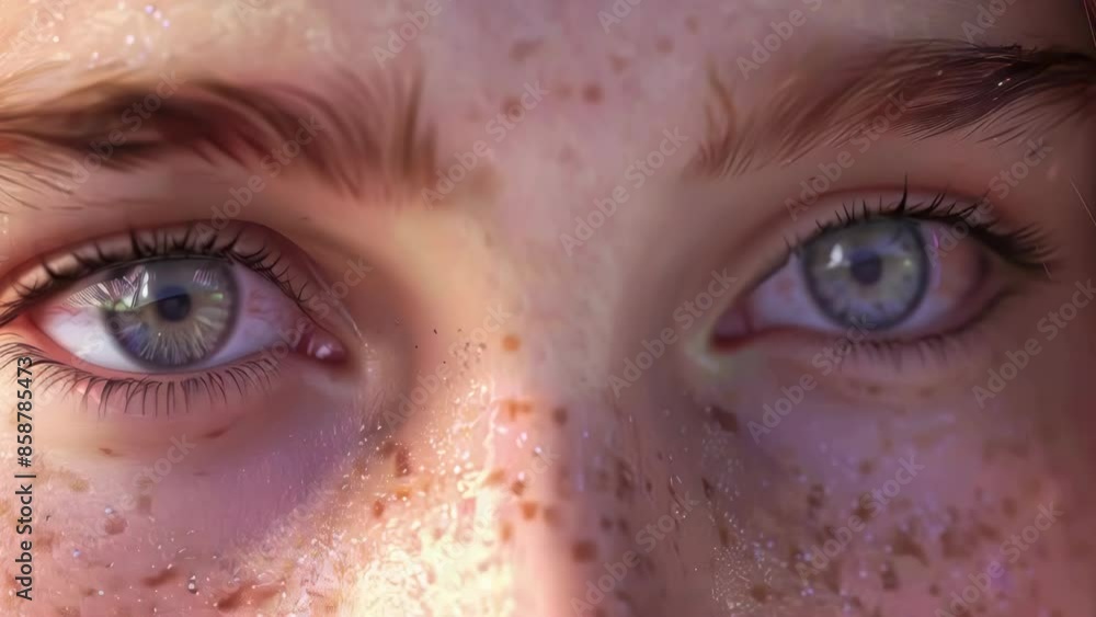 Person's eyes with freckles Person's eyes with freckles