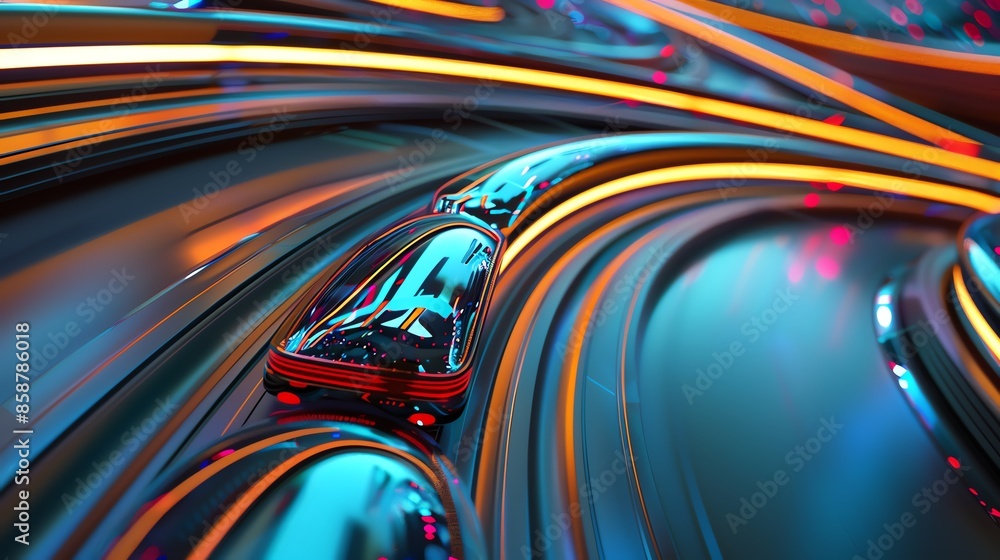 Futuristic image of sleek cars speeding on a neon-lit highway, representing advanced transportation technology and high-speed travel. Futuristic image of sleek cars speeding on a neon-lit highway, representing advanced transportation technology and high-speed travel.