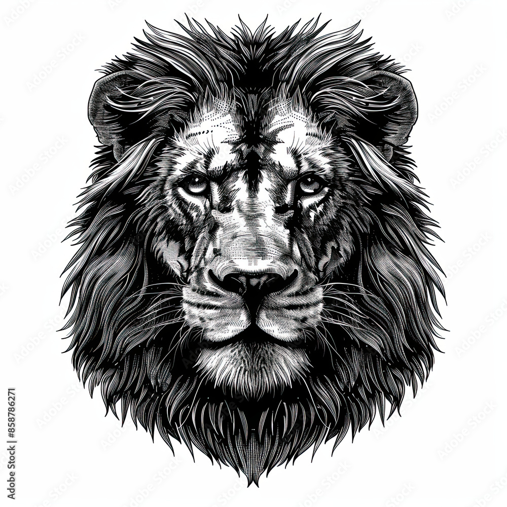 Obraz premium A black and white drawing of a lion