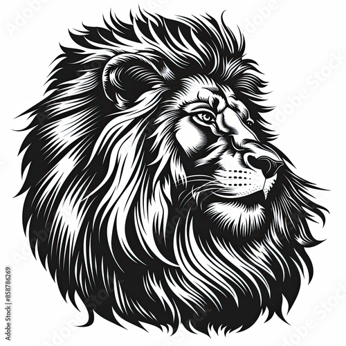 A black and white drawing of a lion © MagnusCort