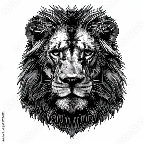 Wallpaper Mural A black and white drawing of a lion Torontodigital.ca