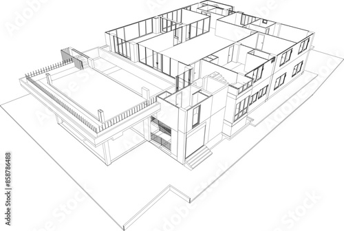 3D illustration of building project