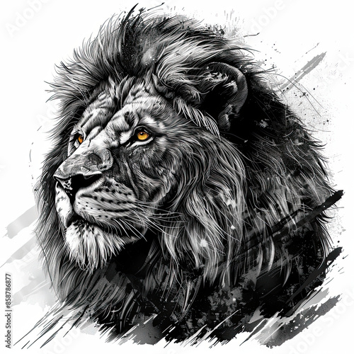 Wallpaper Mural A black and white drawing of a lion Torontodigital.ca