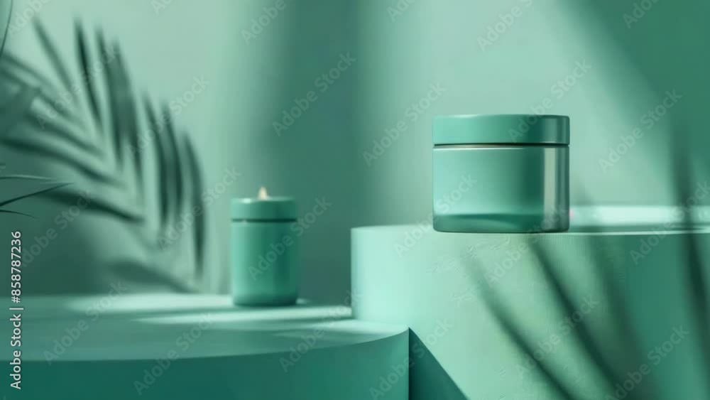 Green candle and plant Green candle and plant
