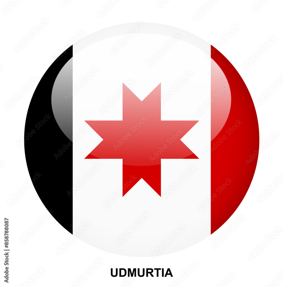 Obraz premium UDMURTIA flag button on white background
