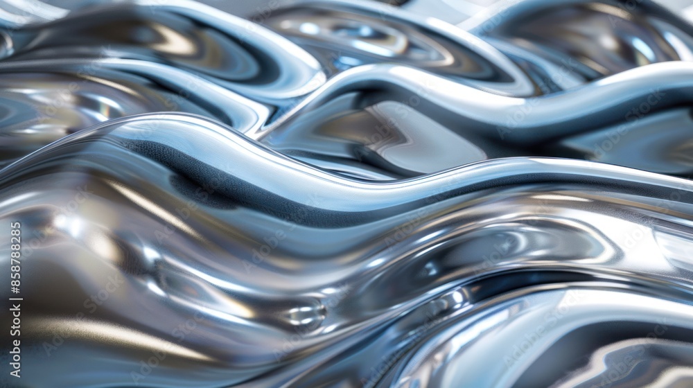 Reflective Chrome Wave on Abstract Background Reflective Chrome Wave on Abstract Background