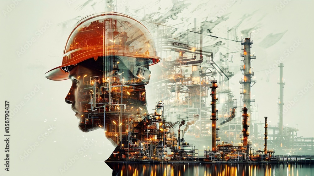 Industrial Worker Double Exposure. Industrial Worker Double Exposure.