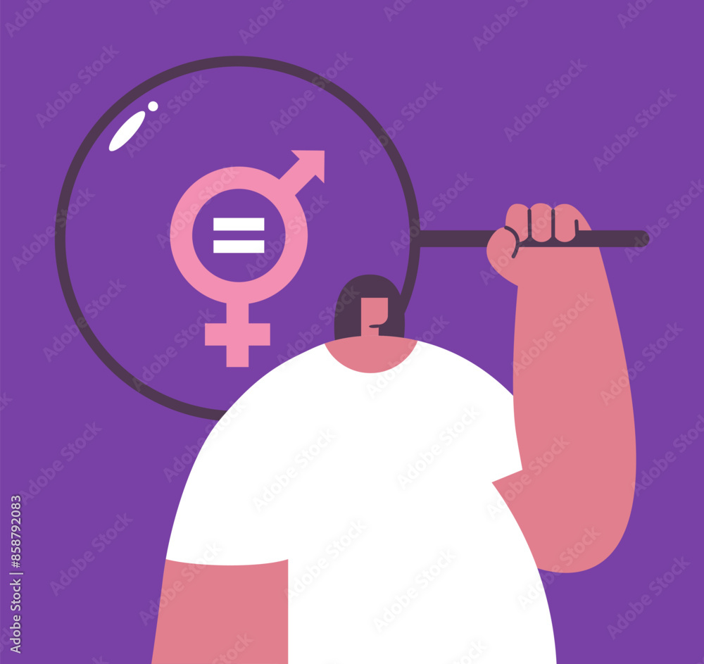 Gender equality. Equal business man and woman on the balance scale. Female employees with equal career opportunities. Workforce without gender discrimination. Flat vector illustration. Gender equality. Equal business man and woman on the balance scale. Female employees with equal career opportunities. Workforce without gender discrimination. Flat vector illustration.