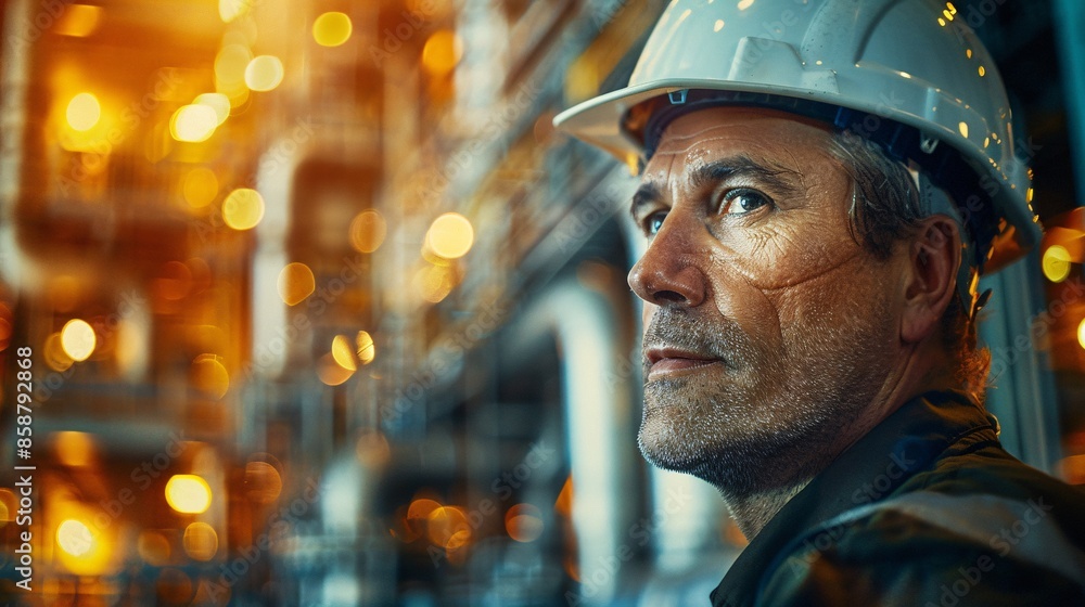 Industrial Worker Looking into the Future. Industrial Worker Looking into the Future.