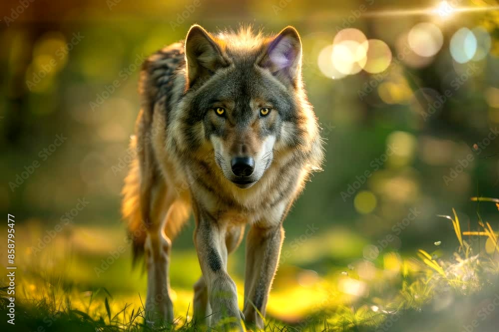 wolf walking on forest video stock looping background wolf walking on forest video stock looping background