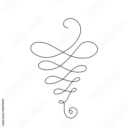 Calligraphic swirl ornament, line style flourishes. Filigree ornamental curls. Decorative design elements for menu, certificate, diploma, wedding card, invatation, outline text divider photo