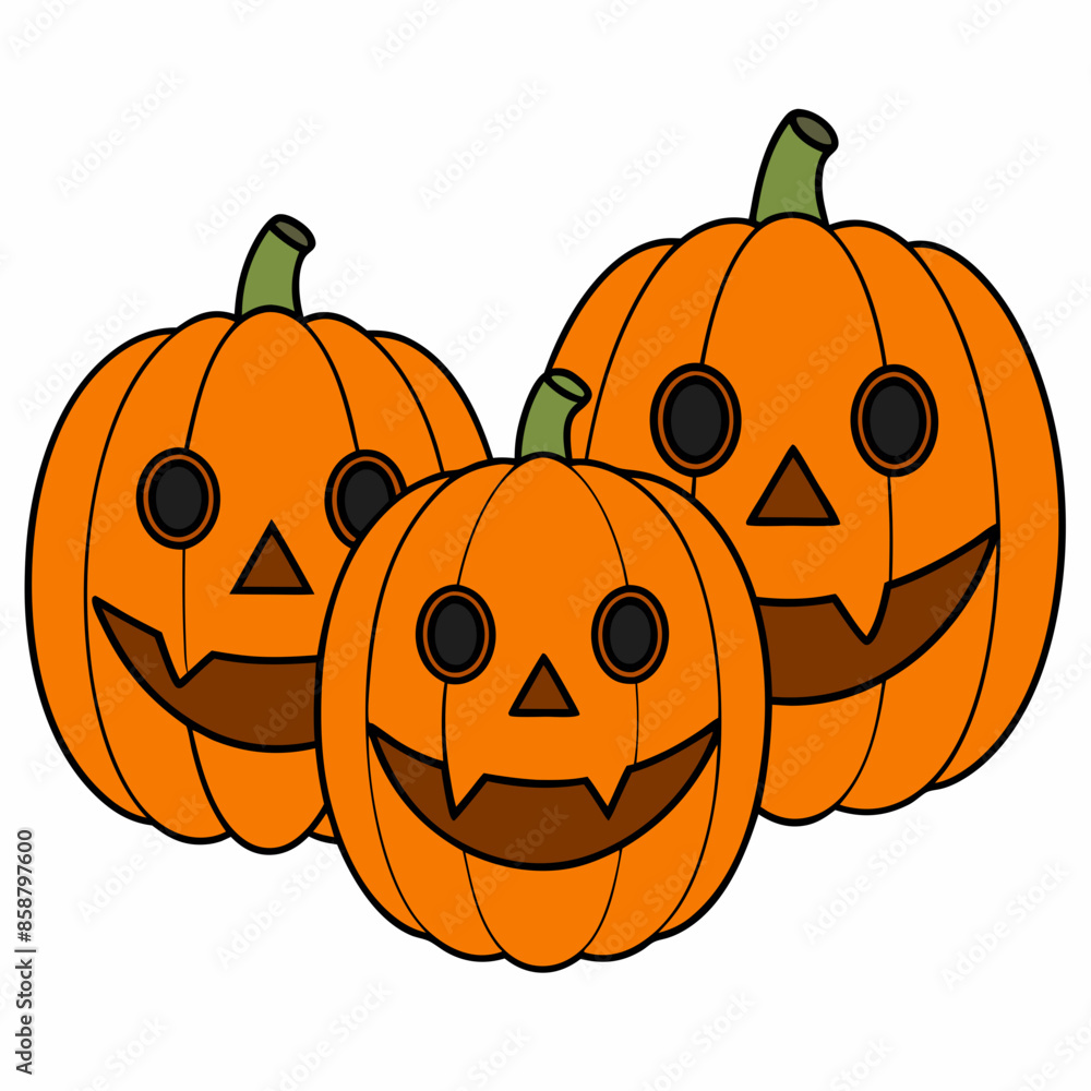 Spooky Halloween 3 pumpkin vector illustration Spooky Halloween 3 pumpkin vector illustration