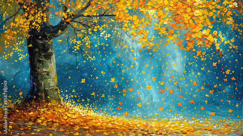 Fototapeta Naklejka Na Ścianę i Meble -  Elegant colorful with vibrant flower hanging branches illustration background. Bright color 3d abstraction wallpaper for interior mural, Generated by AI