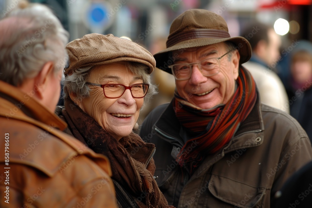 Unidentified elderly couple on the street. Unidentified elderly couple on the street.