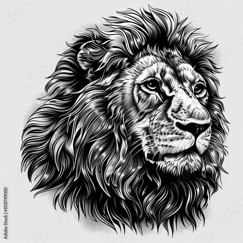 Wallpaper Mural A black and white drawing of a lion Torontodigital.ca