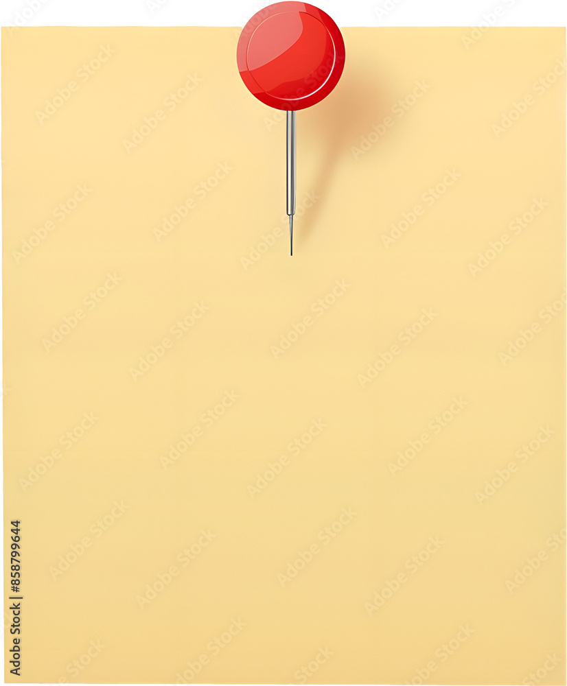 Yellow sticky note with red pin on the top right corner, clipart style, white background Yellow sticky note with red pin on the top right corner, clipart style, white background