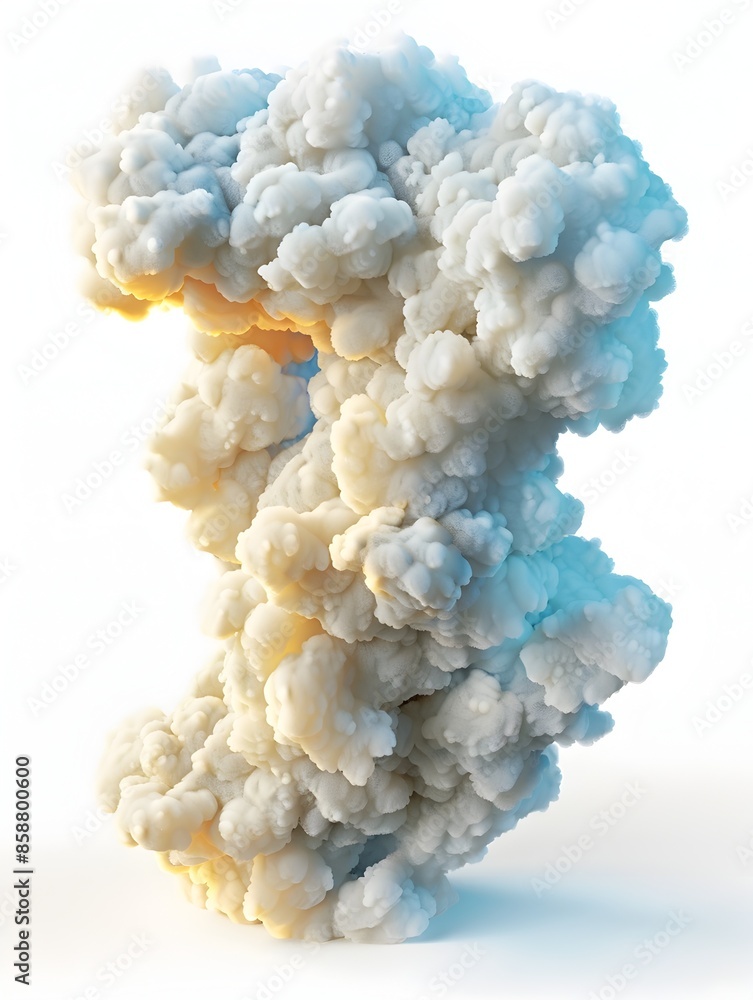 Soft Fluffy Clouds Shaped Like Number 7 with Sunrise Colors on White Background Soft Fluffy Clouds Shaped Like Number 7 with Sunrise Colors on White Background