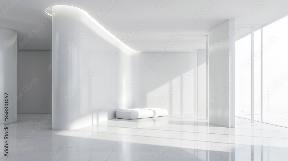 Fototapeta premium Clean white space with a large empty area and a smooth background.