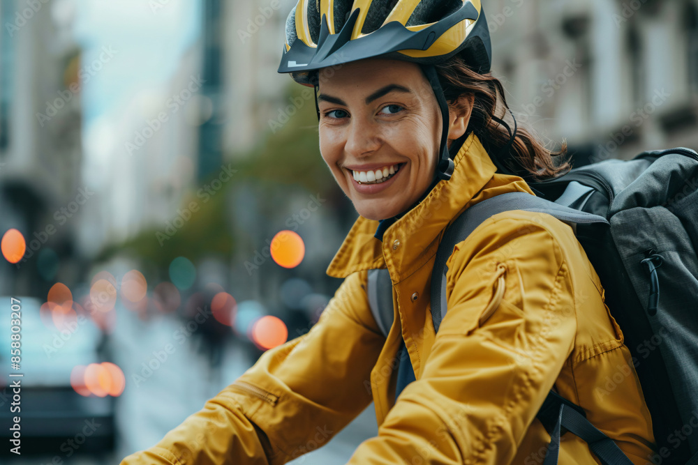 a woman riding a bike down a street a woman riding a bike down a street