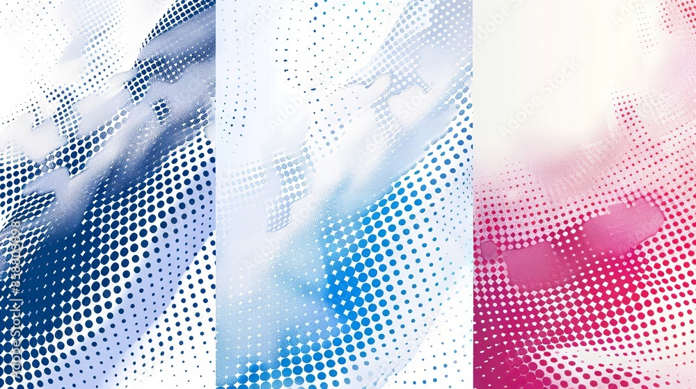 Naklejka premium Abstract halftone white background in three color variations