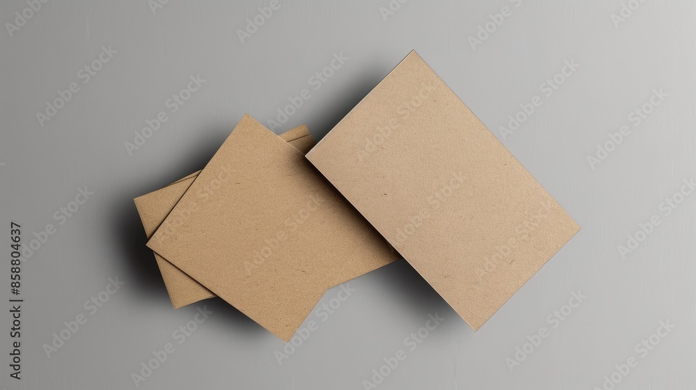 Blank kraft paper business card template on gray background Blank kraft paper business card template on gray background