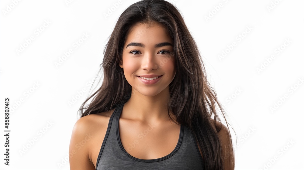 Radiant Young Woman Smiling in Studio Setting Radiant Young Woman Smiling in Studio Setting