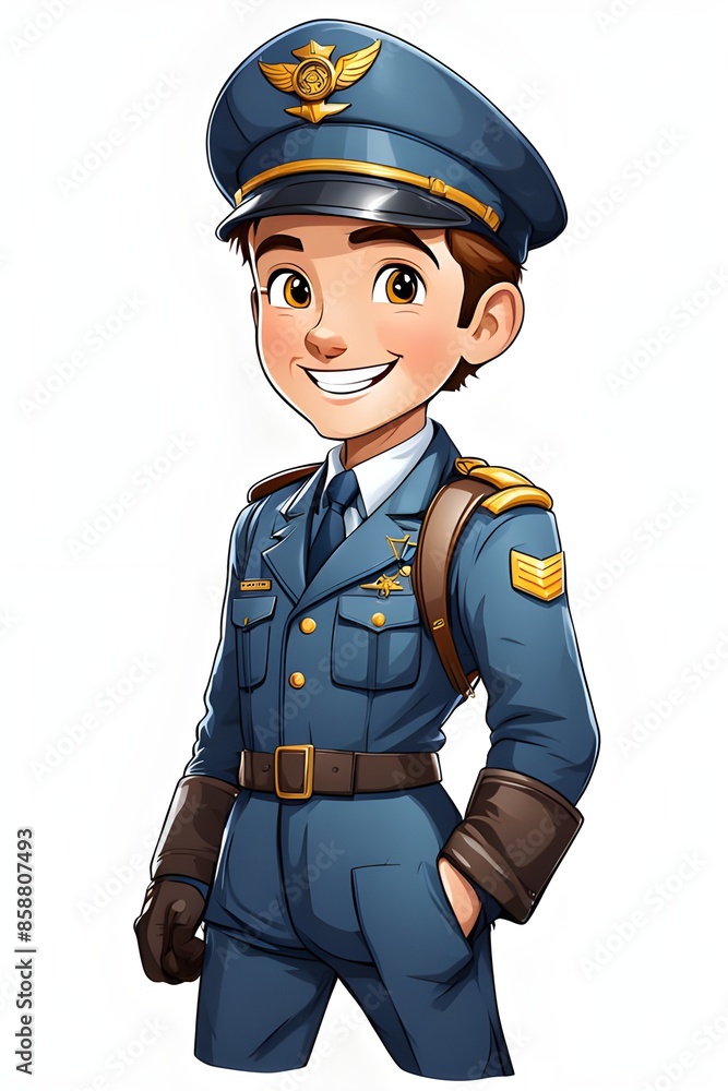 cartoon pilot on white background cartoon pilot on white background