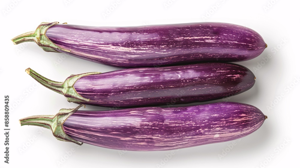 A solitary Thai aubergine on a white background with a clipping path, seen from above. A solitary Thai aubergine on a white background with a clipping path, seen from above.