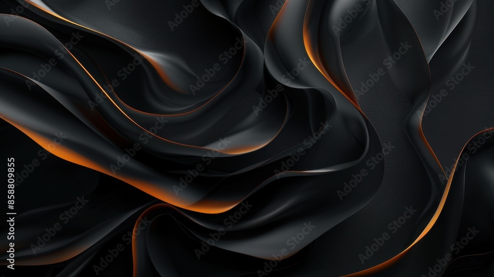 Black and orange abstract waves flowing smoothly, creating an elegant and dynamic visual with subtle highlights and deep shadows for a sophisticated look. Black and orange abstract waves flowing smoothly, creating an elegant and dynamic visual with subtle highlights and deep shadows for a sophisticated look.