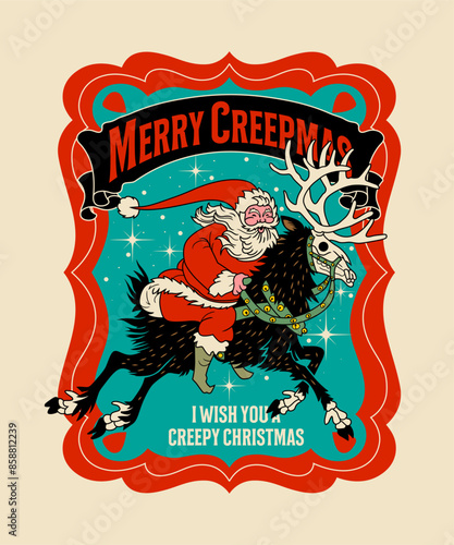 Merry Creepmas Vintage Cartoon Illustration photo