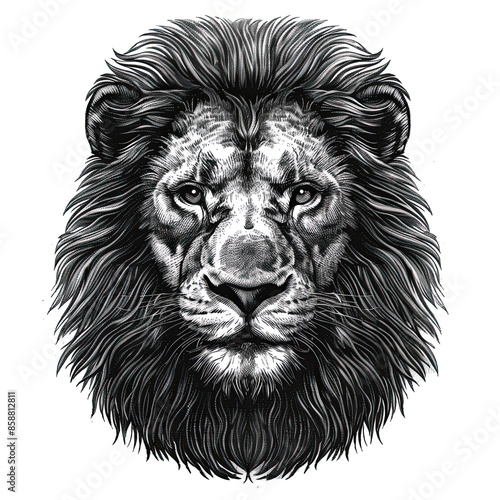 Wallpaper Mural A black and white drawing of a lion Torontodigital.ca