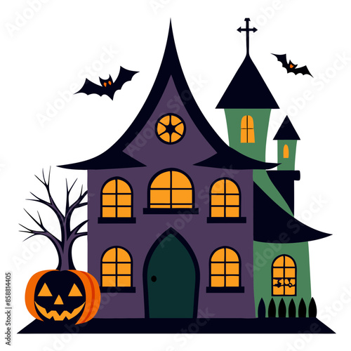  Halloween house simple clipart vector illustration 