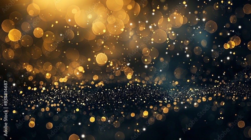 Abstract glitter lights background with gold and black defocused sparkles banner
Abstract glitter lights background with gold and black defocused sparkles banner