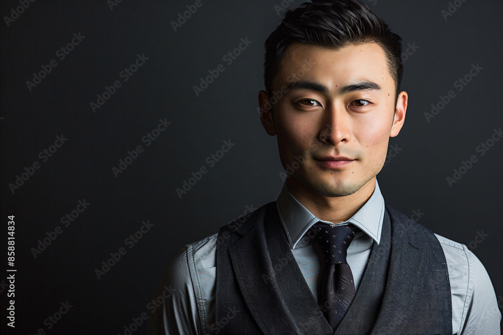 a man in a vest and tie posing for a picture