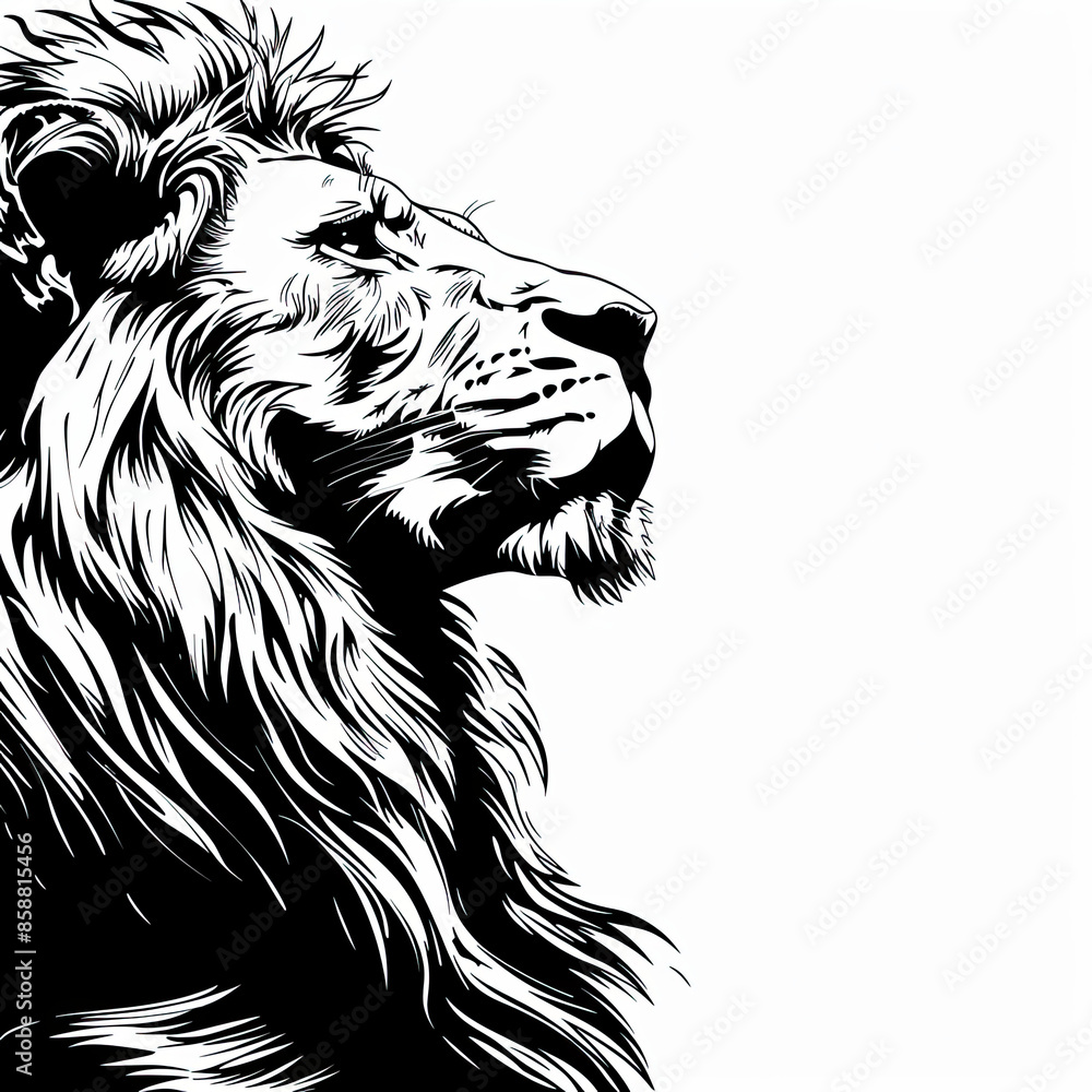 Obraz premium A black and white drawing of a lion